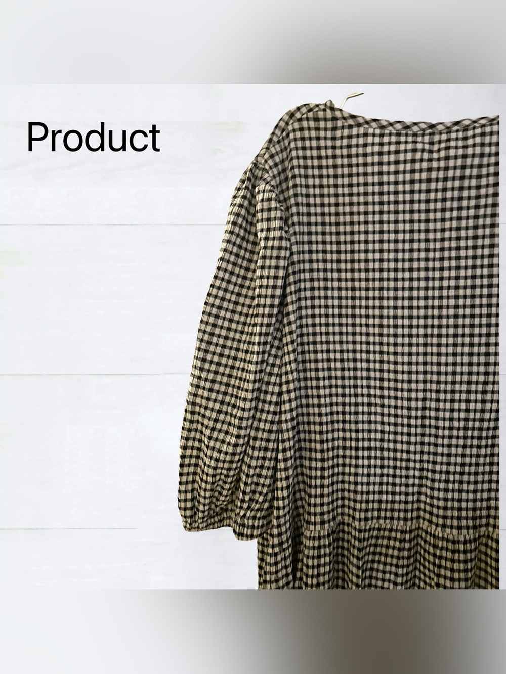 🇨🇦🆕NWT SMASH+TESS | XL | Black Gingham & peplum Valentina Puff Sleeves Top - Picture 8 of 16